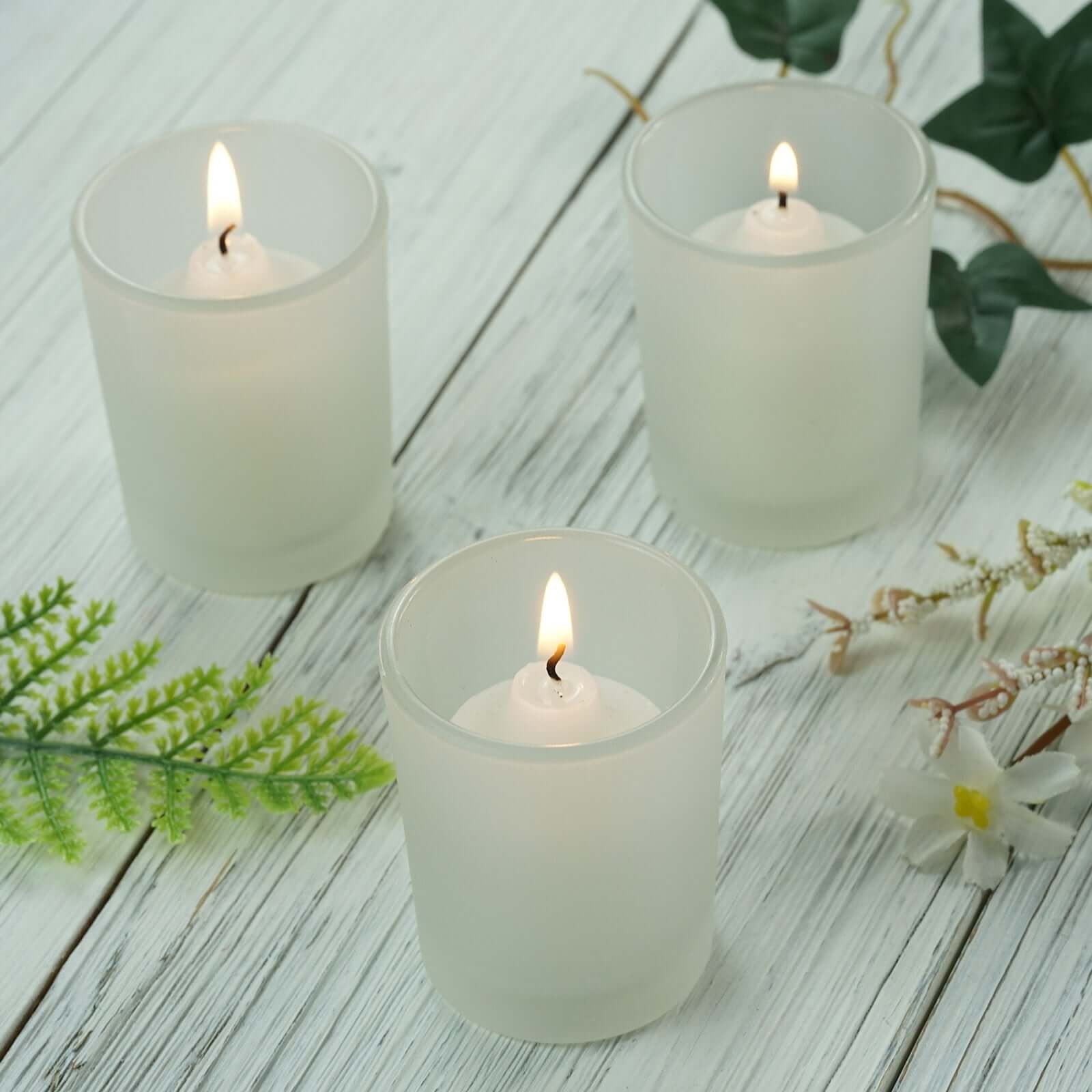 25 12 Pack Frosted Glass Votive Candle Holder Set Tea Light Holder Set Tableclothsfactory 2533