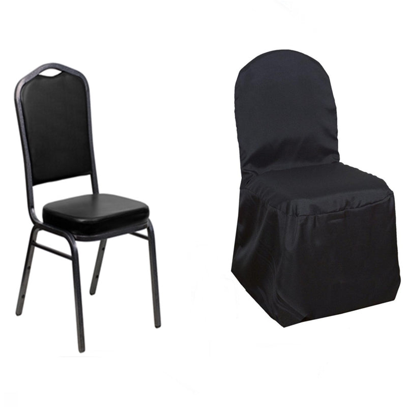 Black Polyester Banquet Chair Covers Tablecloths Factory
