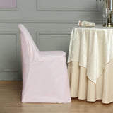 Blush Polyester Folding Flat Chair Covers
