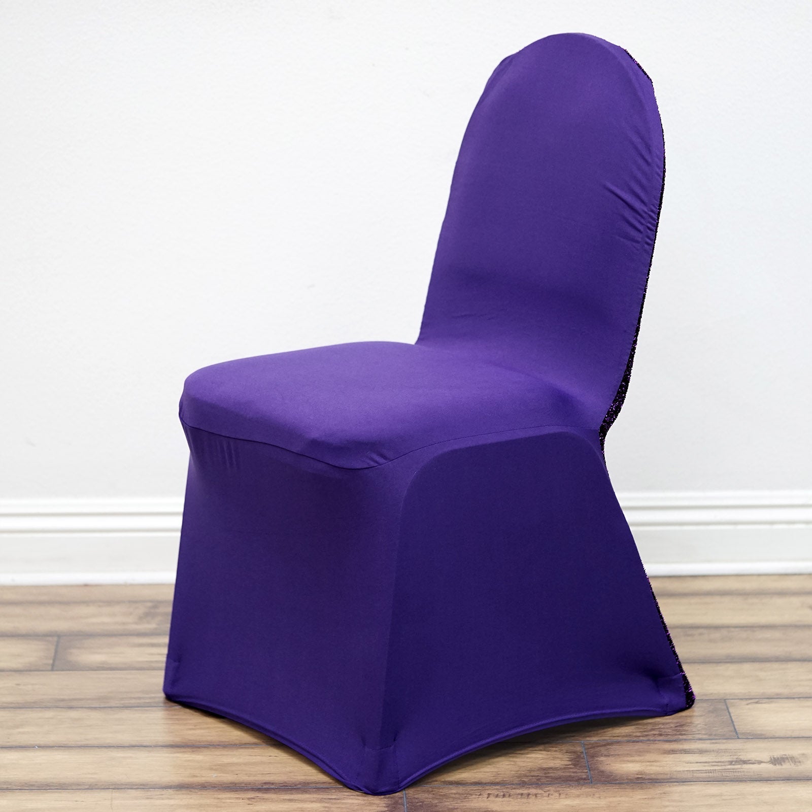 Purple Spandex Stretch Banquet Chair Cover With Metallic ...