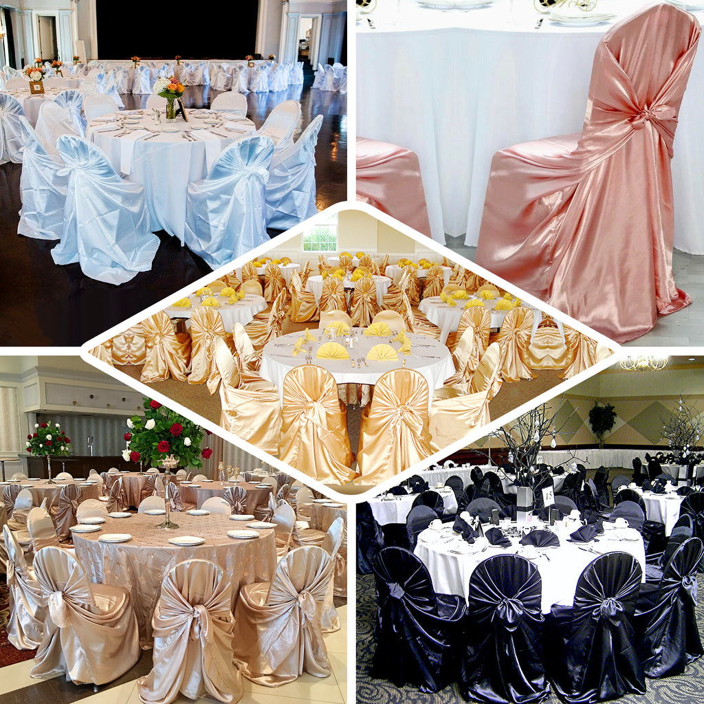 Charcoal Gray Universal Satin Chair Covers Tableclothsfactory