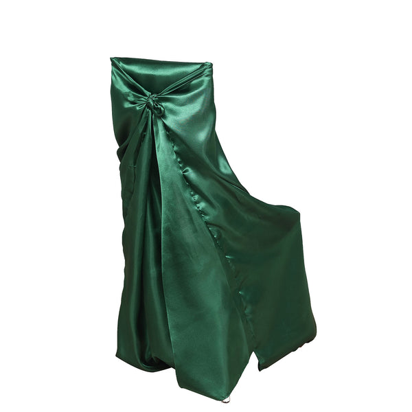 Hunter Emerald Green Universal Satin Chair Cover | TableclothsFactory