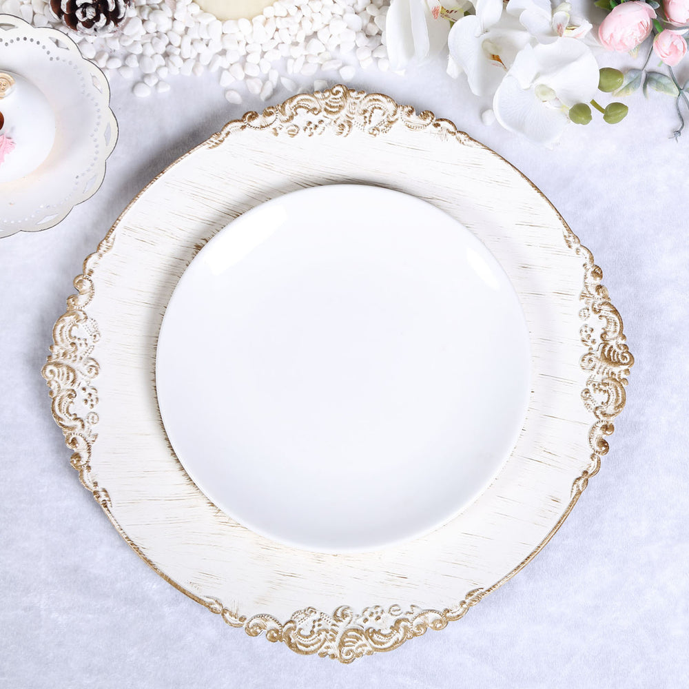 Antique Baroque Acrylic Round Charger Plates | Tableclothsfactory
