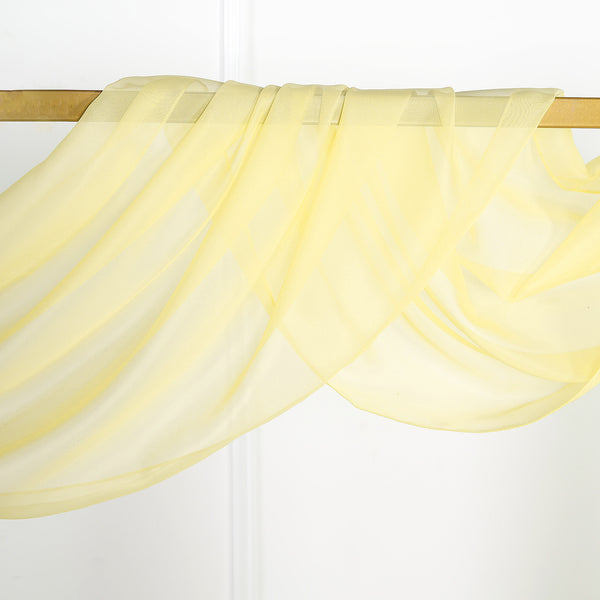 18FT | Yellow Sheer Organza Curtain Panels, Window Scarf Valance ...