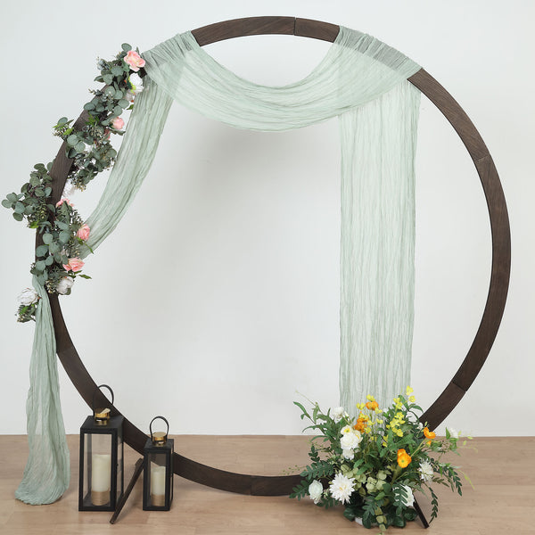 Elegant Sage Green Gauze Cheesecloth Wedding Arch Drapery