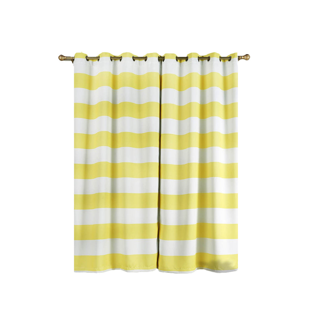 Cabana Stripe Curtains | 2 Packs | White & Yellow Blackout Curtain | 52 ...