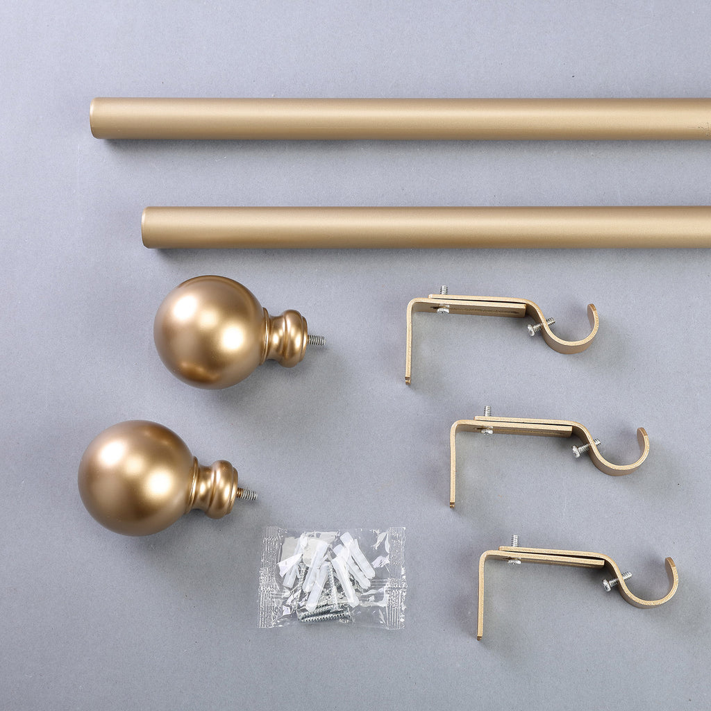 42 126 Adjustable Curtain Rod Set Gold Round Finials Tableclothsfactory