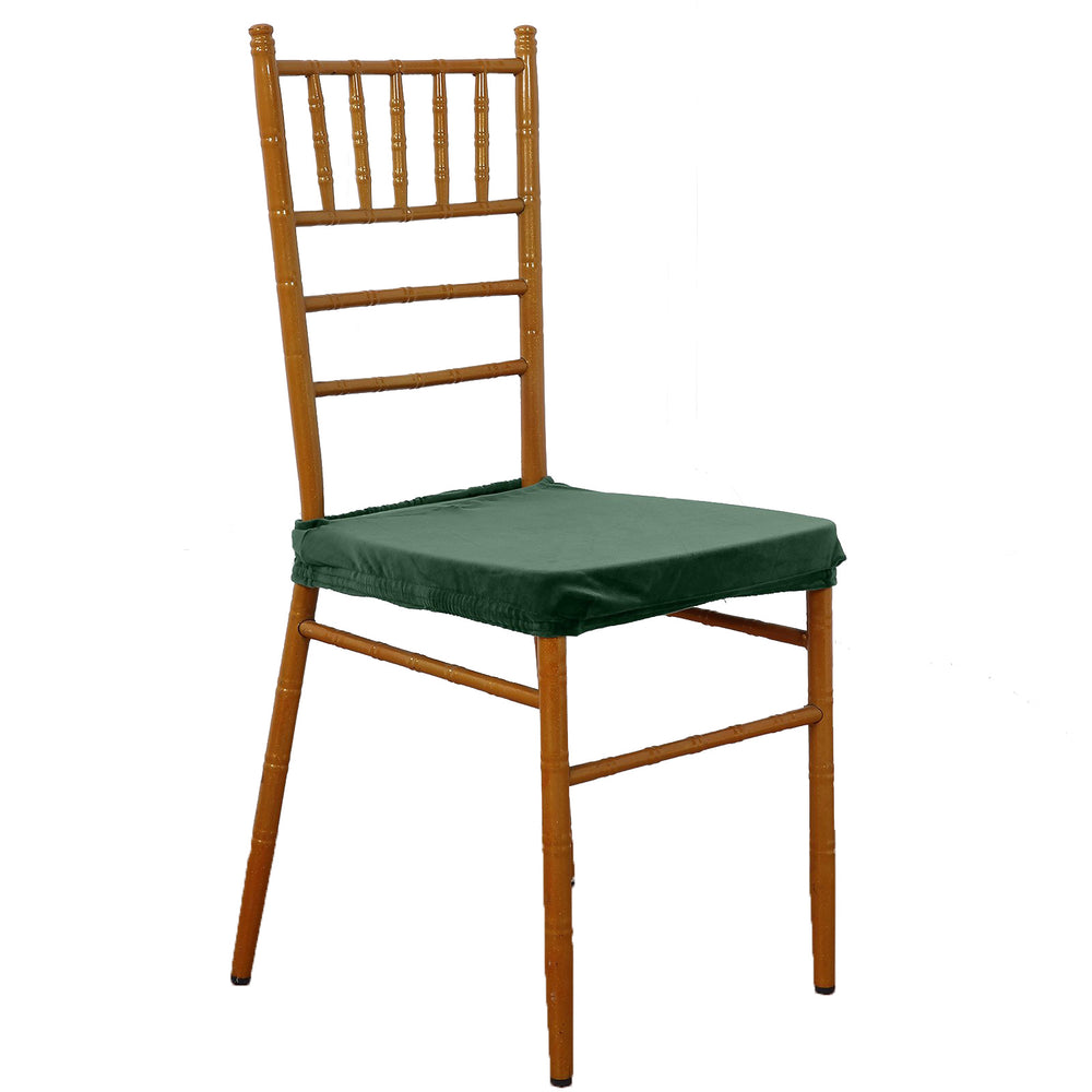 Hunter Emerald Green Velvet Dining Chair Seat Cover, Stretchable Chair