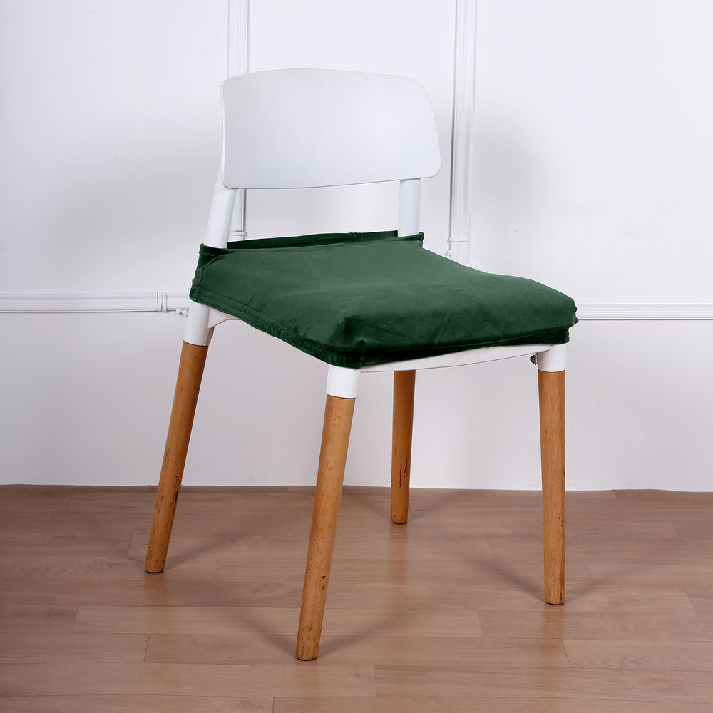 Hunter Emerald Green Velvet Dining Chair Seat Cover, Stretchable Chair