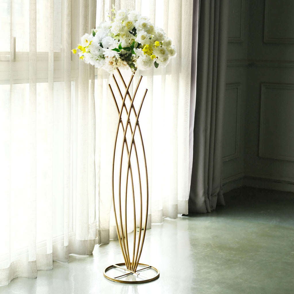 4ft Gold Metal Wired Mermaid Tail Flower Stand | TableclothsFactory