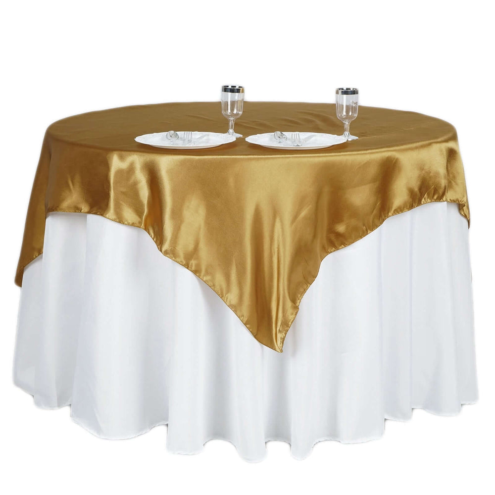 60 x 60 Gold Square Tablecloth Overlay