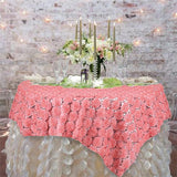 72"x72" Rose Quartz Lace Overlay with Sequin Design Party Wedding Table Decoration