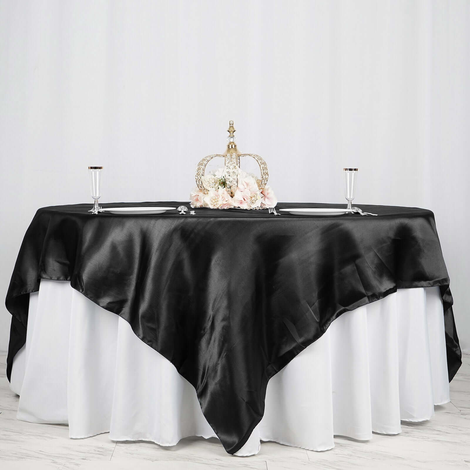 black satin table overlays