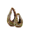 Set of 2 | Preserved Moss Teardrop Planter Box Hanging Flower Baskets - 7" & 10"