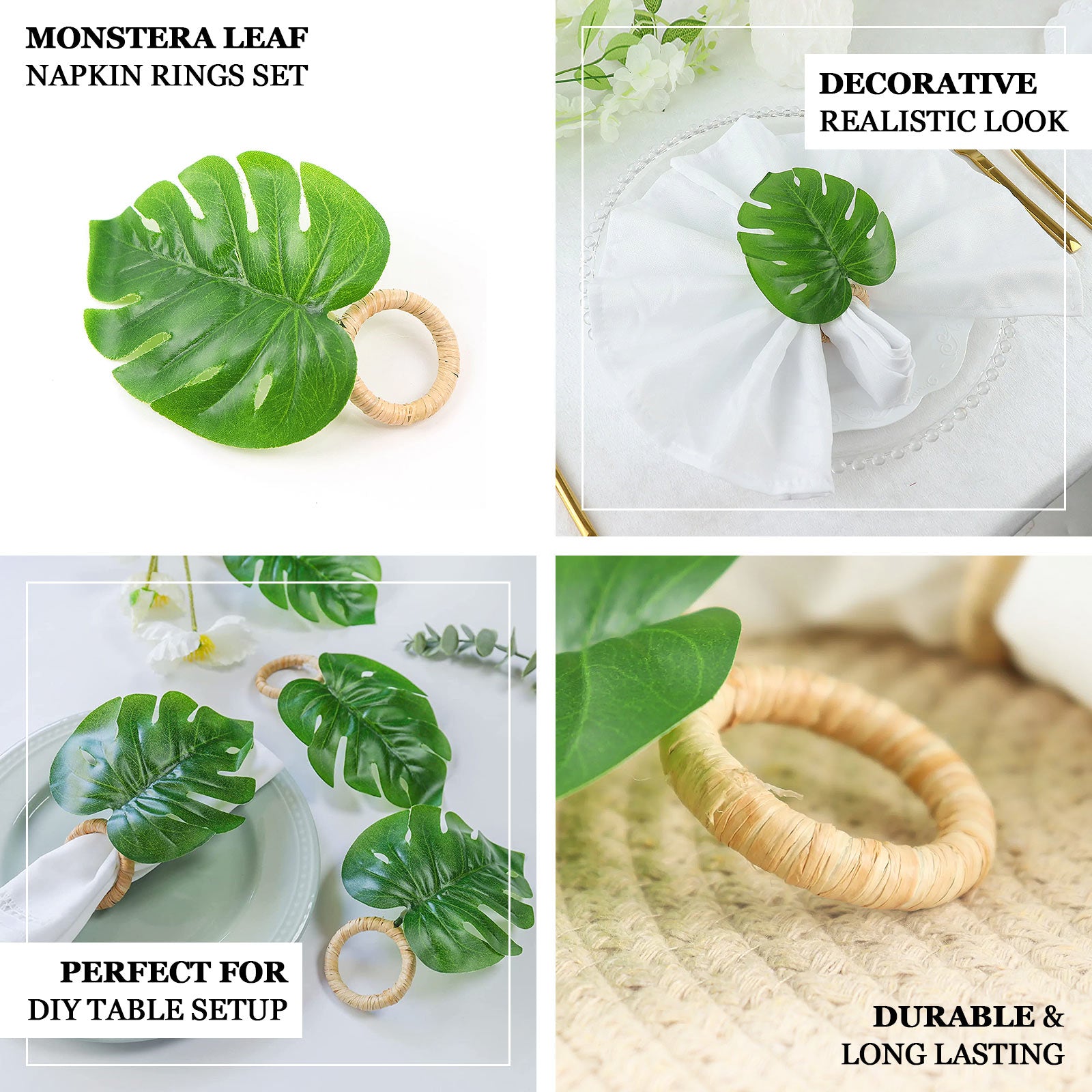 Monstera Leaf Napkin Rings Plastic Napkin Holder | TableclothsFactory