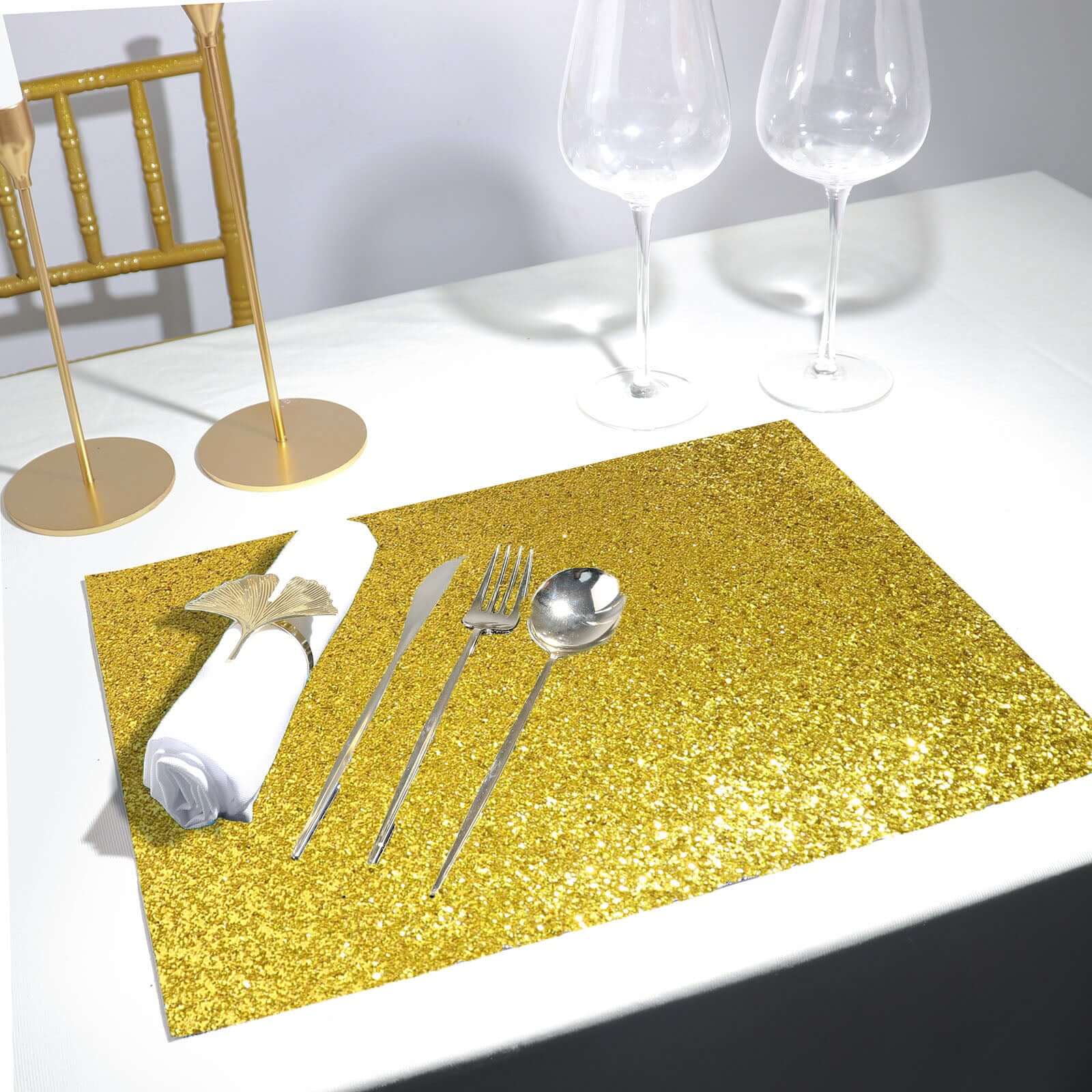 6 Pack Sparkle Placemat Non Slip Table Placemats, Rectangle Faux
