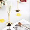 6 Pack 5oz Gold Plastic Champagne Flutes, Disposable Glasses, Colored Detachable Base