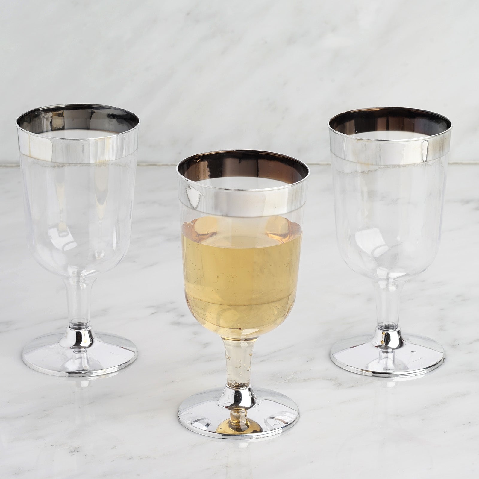 silver plastic wine goblets