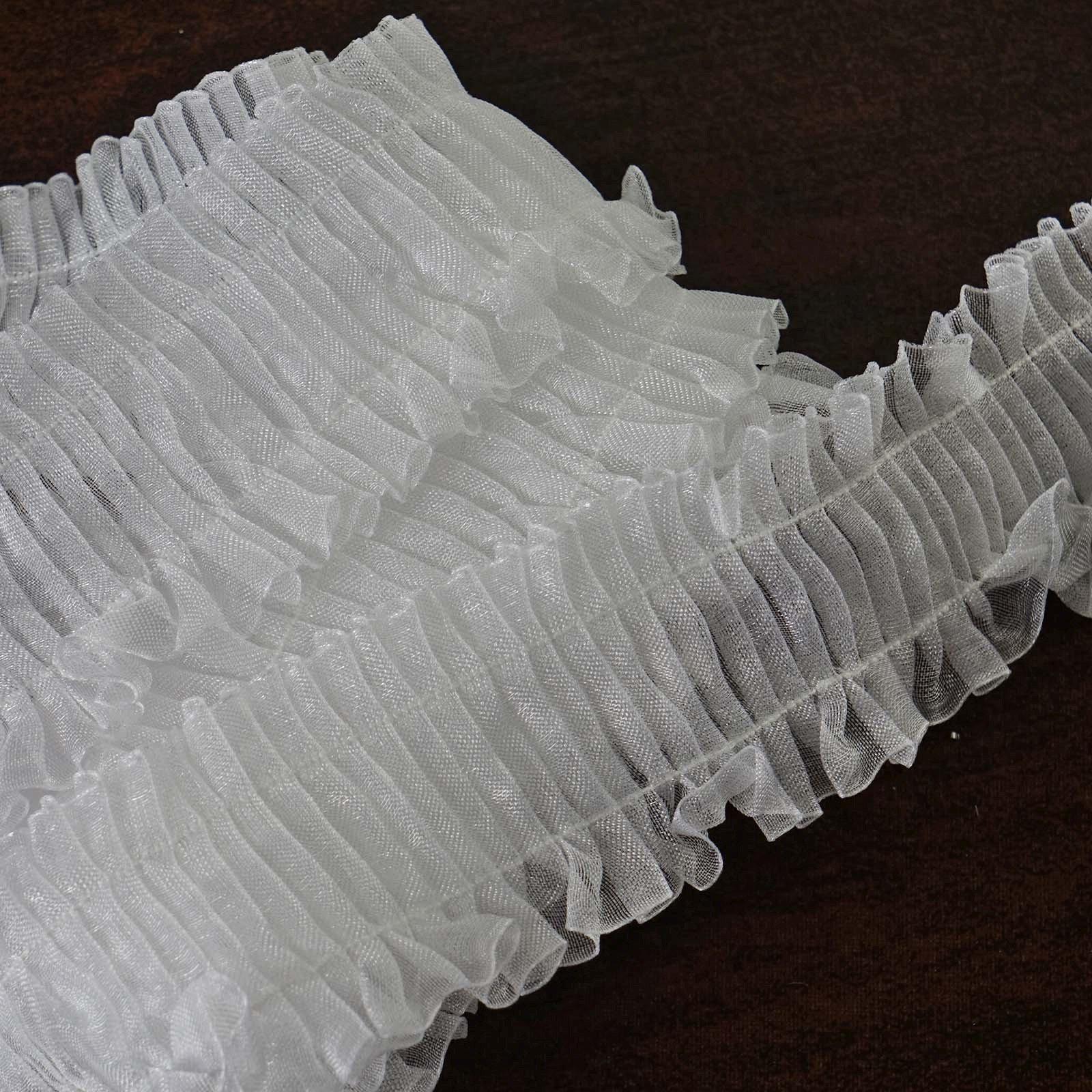 white gathered lace trim