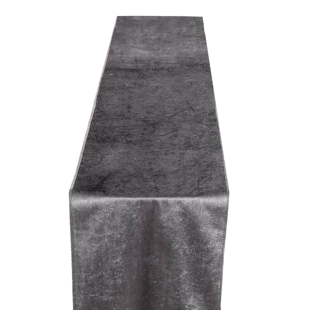 12 X 107 Charcoal Gray Premium Velvet Table Runner Tableclothsfactory