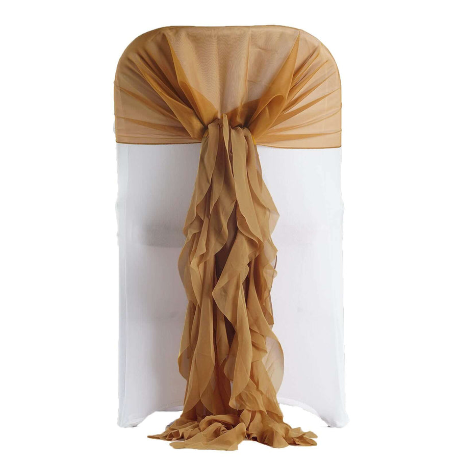 1 Set Gold Premium Designer Curly Willow Chiffon Chair Sashes ...