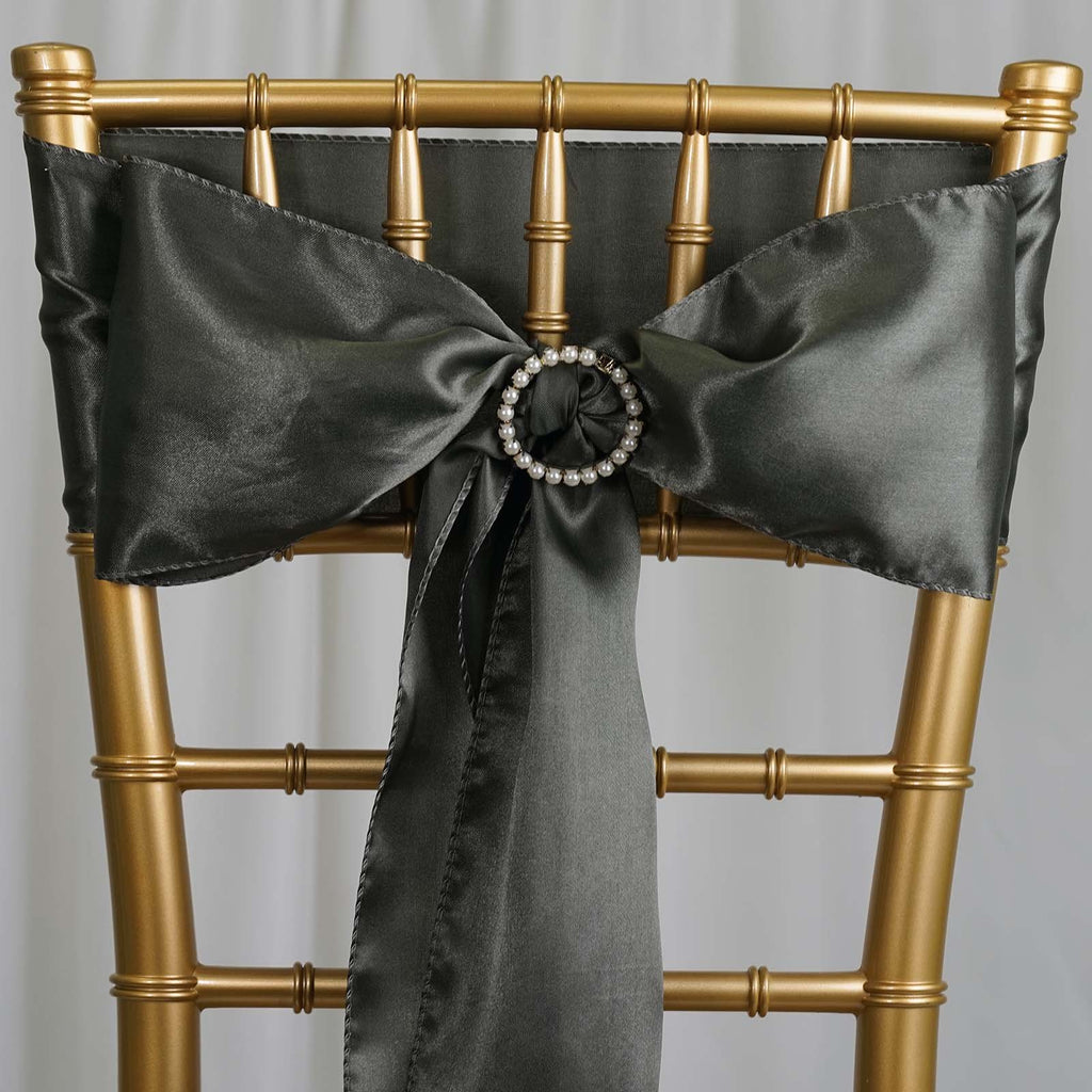 5pcs Laurel Green Satin Chair Sashes | Tablecloths Factory