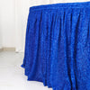 17ft Royal Blue Shiny Metallic Spandex Pleated Table Skirt, Glitter Semi-Sheer Table Skirt