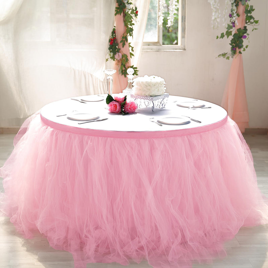 pink tulle tutu table skirt