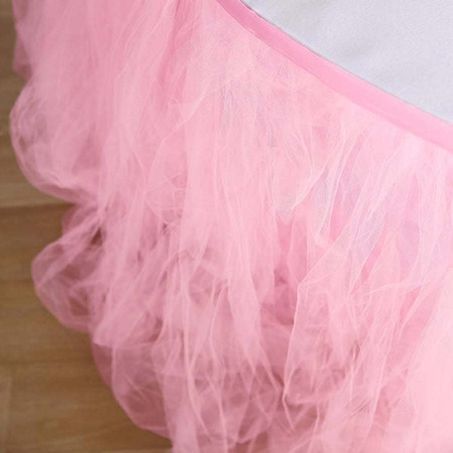 21FT | 4 Layer Tulle Tutu Pleated Table Skirts | TableclothsFactory