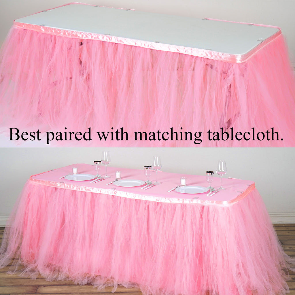 pink tulle tutu table skirt