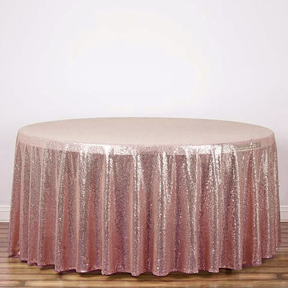 108 Rose Gold Sequin Round Tablecloth