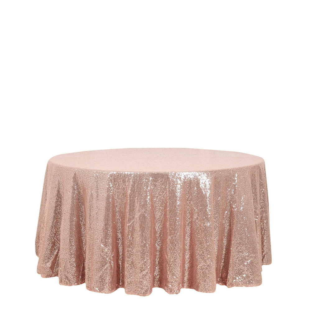 120 Rose Gold Sequin Round Tablecloth