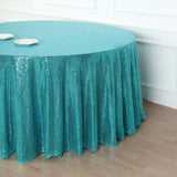 132inch Turquoise Premium Sequin Round Tablecloth, Sparkly Tablecloth