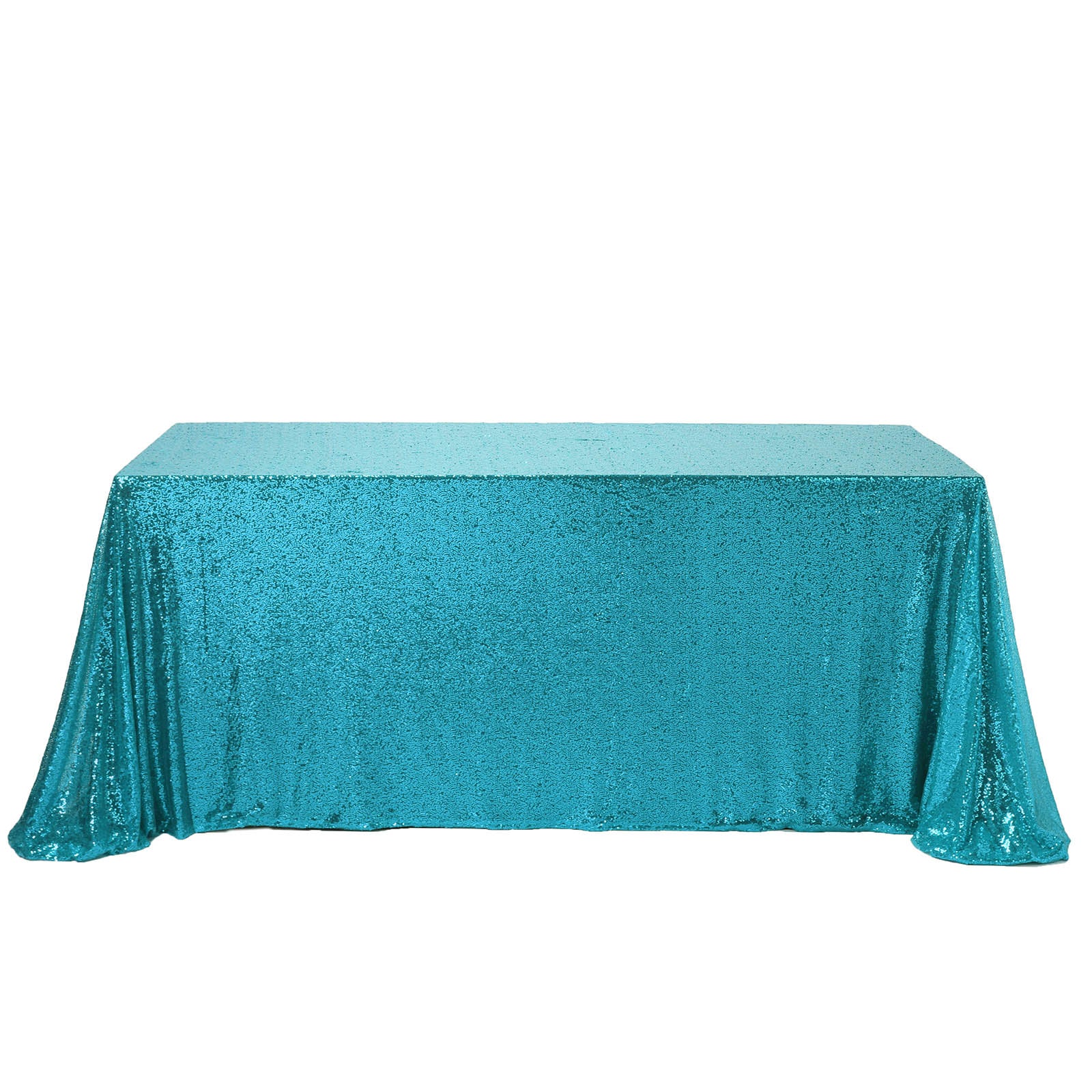 90x156 Turquoise Premium Sequin Rectangle Tablecloth Tableclothsfactory