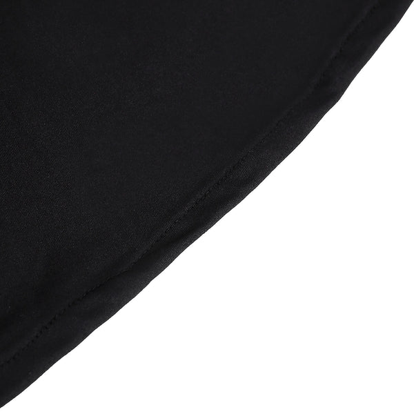 Black Round Spandex Cocktail Table Cover With Natural Wavy Drapes ...