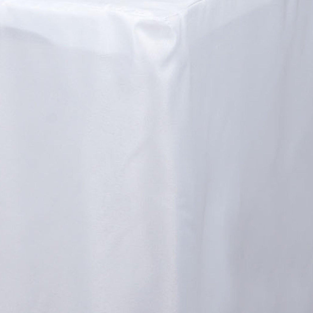 4FT White Fitted Polyester Rectangular Table Cover | TableclothsFactory