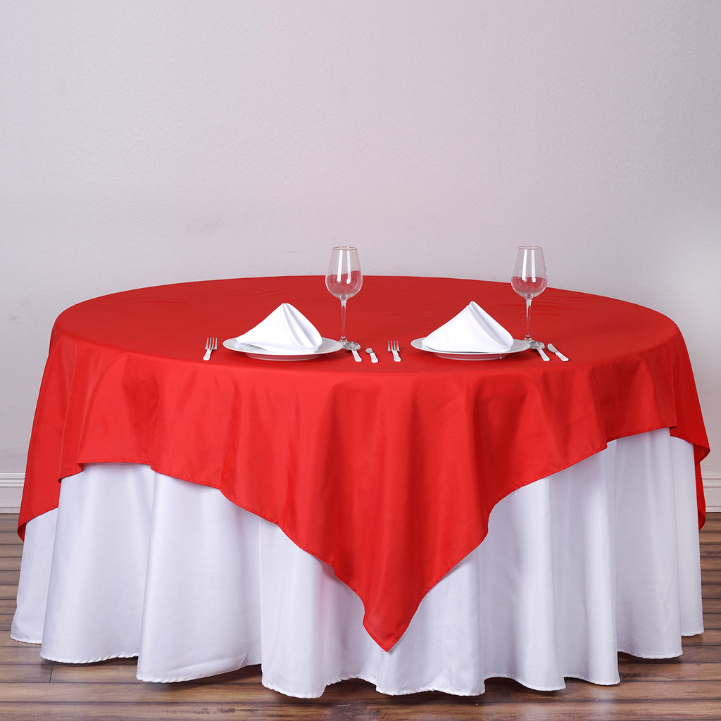 70" Red Premium Square Polyester Tablecloth | Tablecloths Factory