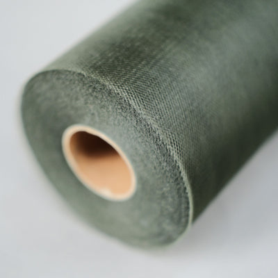 6inchx100 Yards Olive Green Tulle Fabric Bolt, Sheer Fabric Spool Roll For Crafts