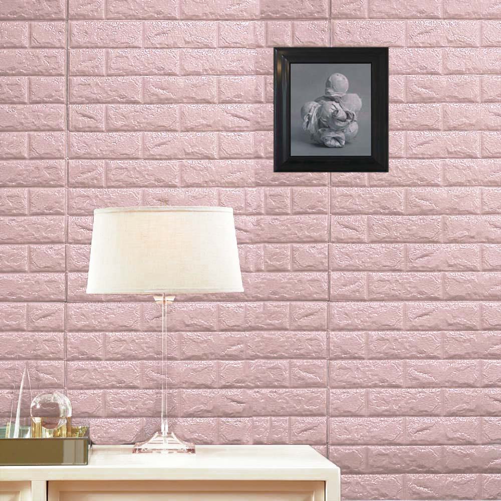 10 Pack 58 Sq Ft Blush Pink Foam Brick Wall Tiles Peel And Stick 3d Wall Panel Room Decor