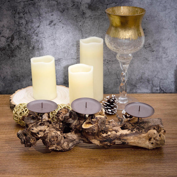 long wooden votive candle holder