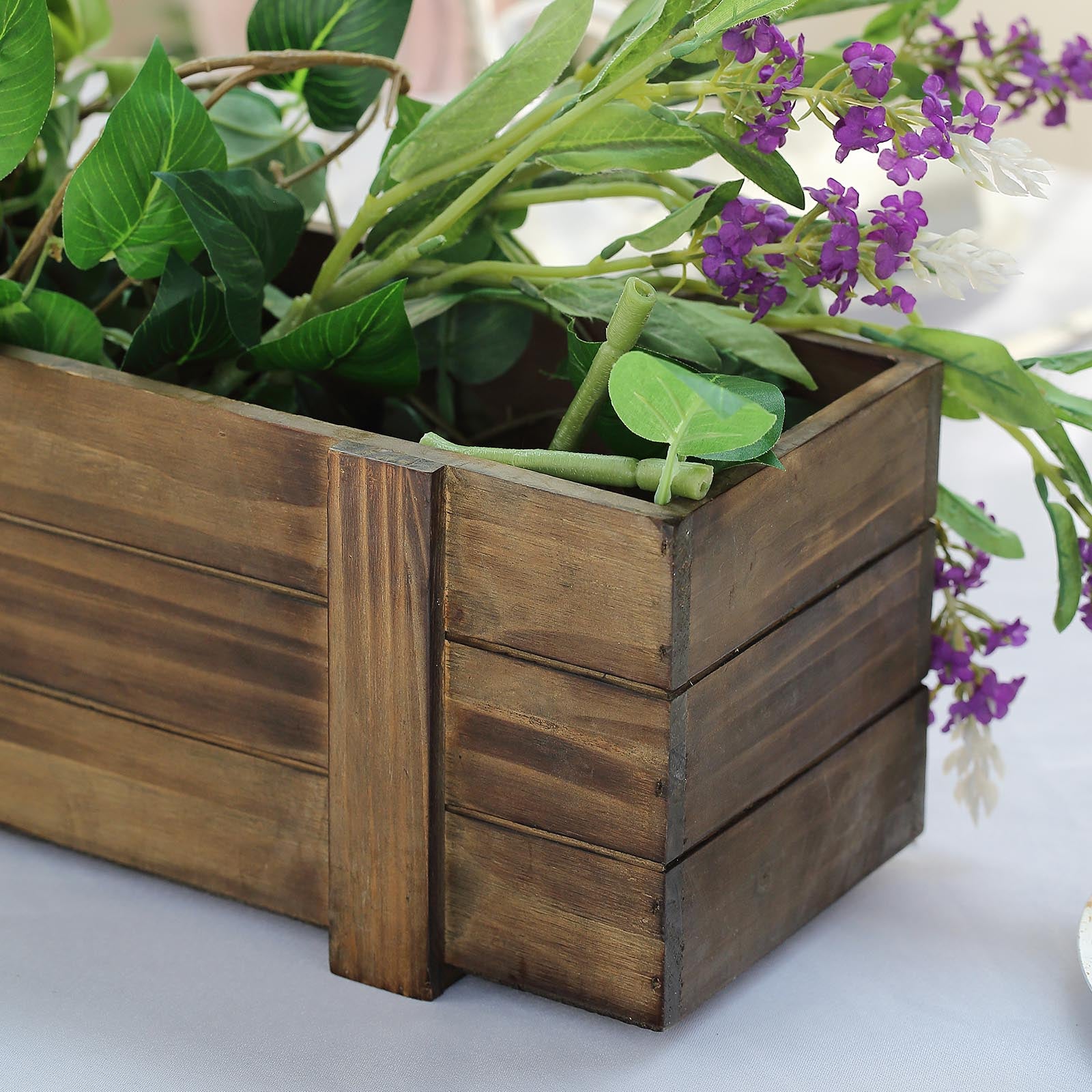 24x6'' Rectangle Wood Boxes DIY Rustic Wooden Planter Boxes With 