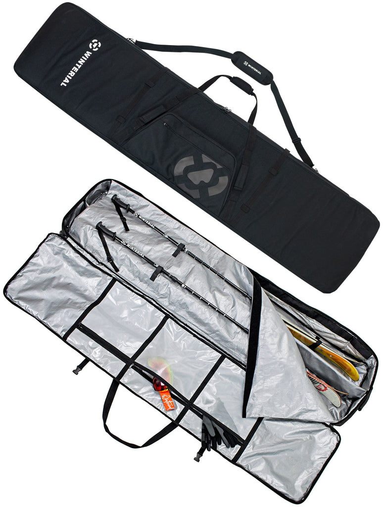 Double Ski Storage Bag I Wheeled Ski Travel Bag With 5 Storage Compart