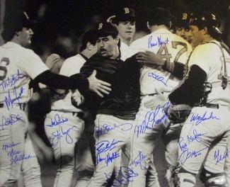 マイク・グリーンウェルのサイン入りボストン・レッドソックスのスポーツ記念品写真