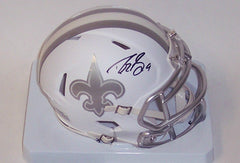 Mini casque Saints dédicacé par Drew Brees - Powers Sports Memorabilia