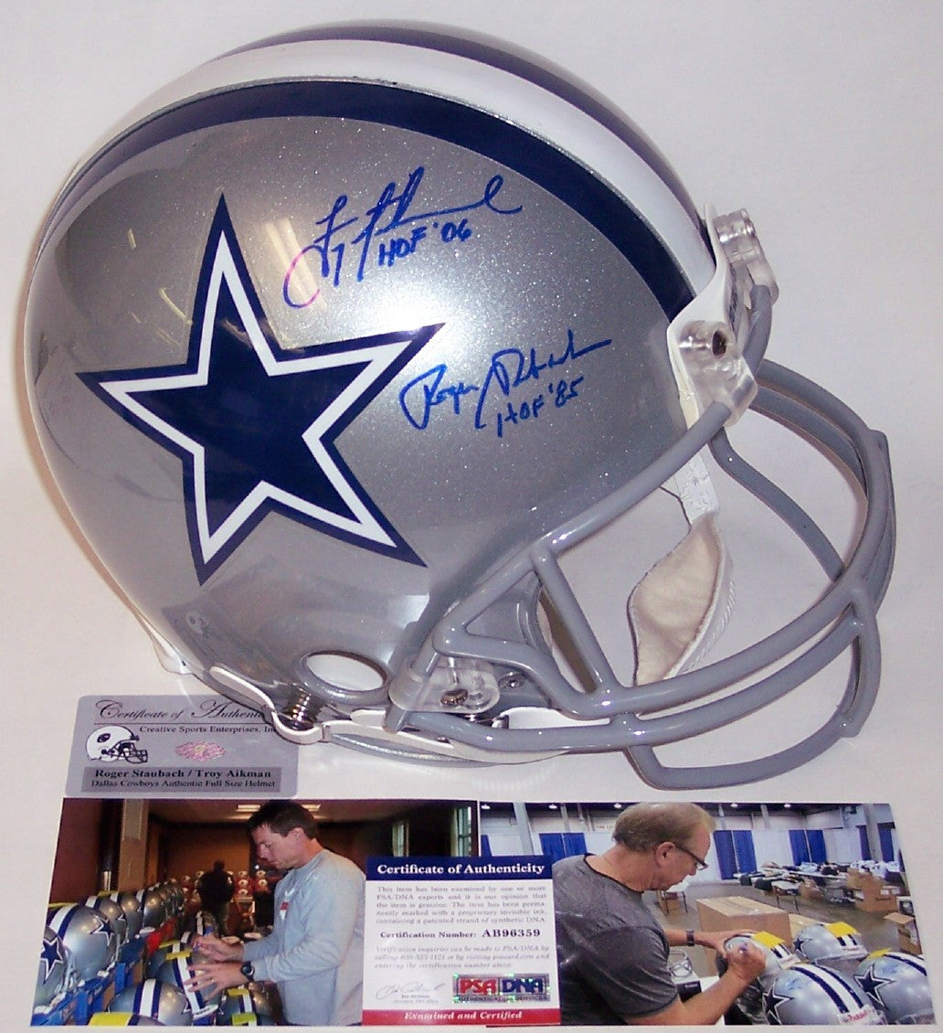 roger staubach autographed helmet