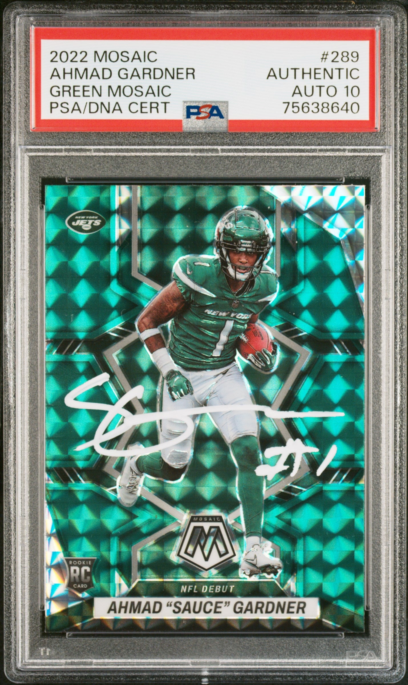 Ahmad Sauce Gardner 2022 Panini Mosaic Green Signed Rookie Card #289 A