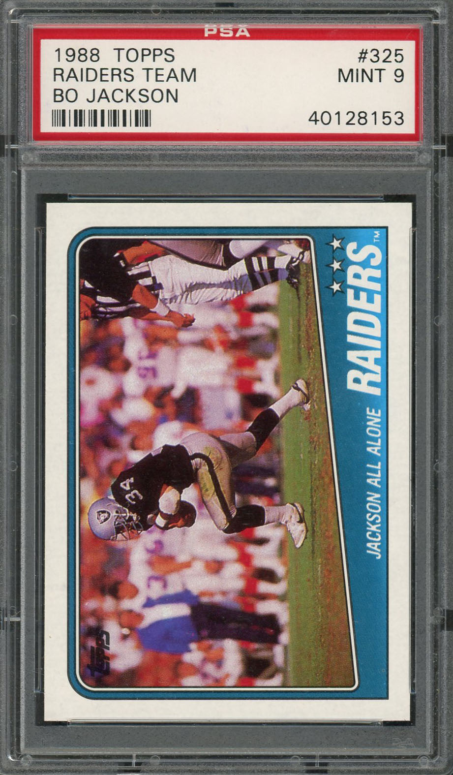 1988 Topps Football #327 Bo Jackson RC Rookie Card Los Angeles Raiders  Official NFL Trading Card