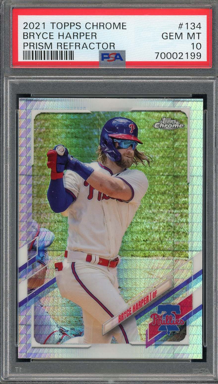 Bryce Harper 2021 Topps Chrome Refractor Baseball Card #134 Graded PSA