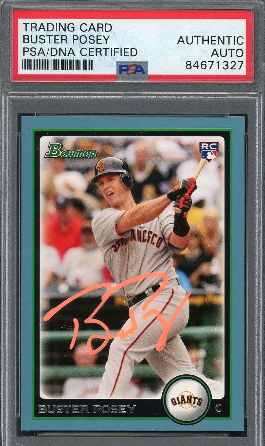 Buster Posey 2014 Bowman Chrome Orange Refractor Signed Card Auto PSA 10  20/25