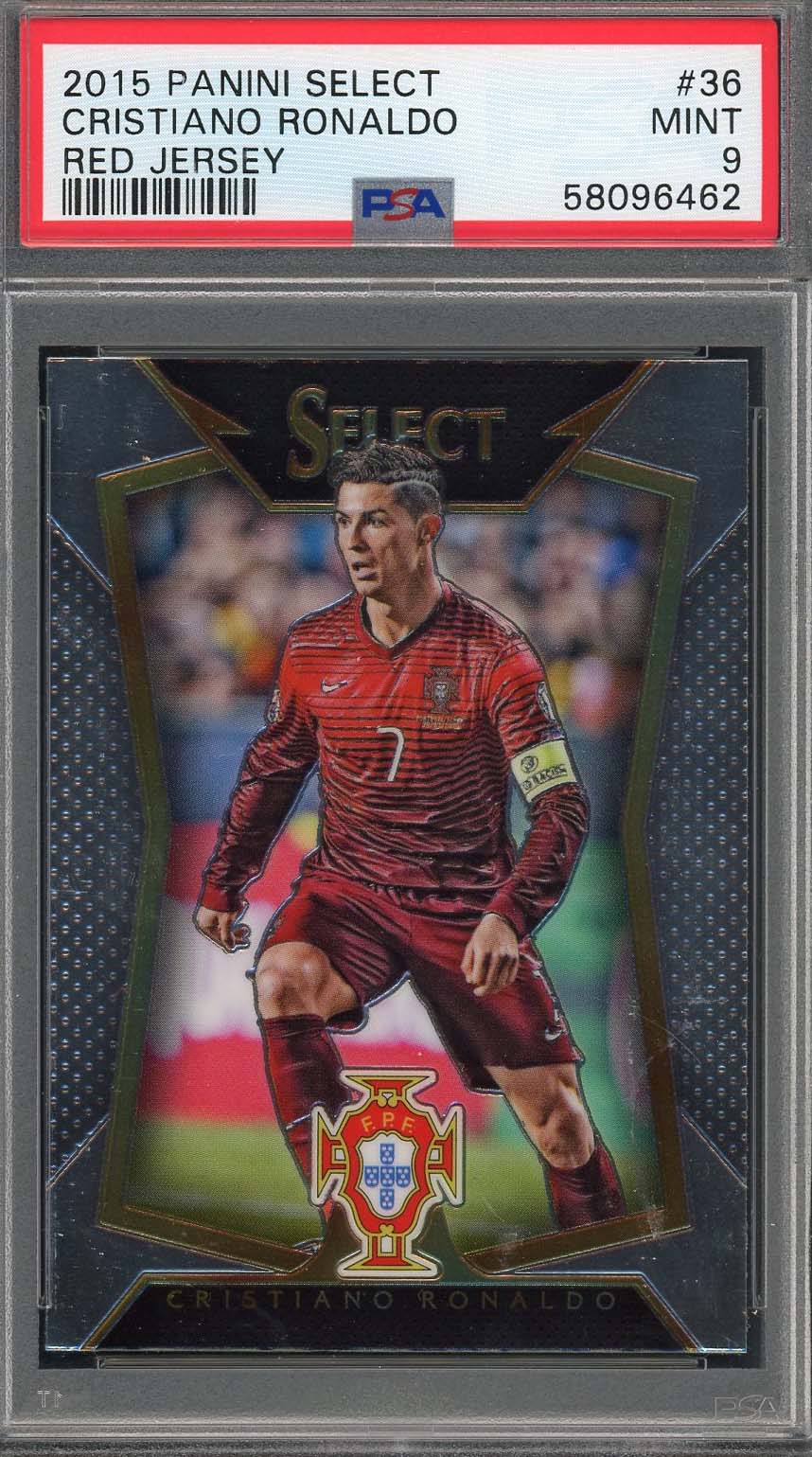 Cristiano Ronaldo 2015 Panini Select Red Jersey Soccer Card #36 Graded